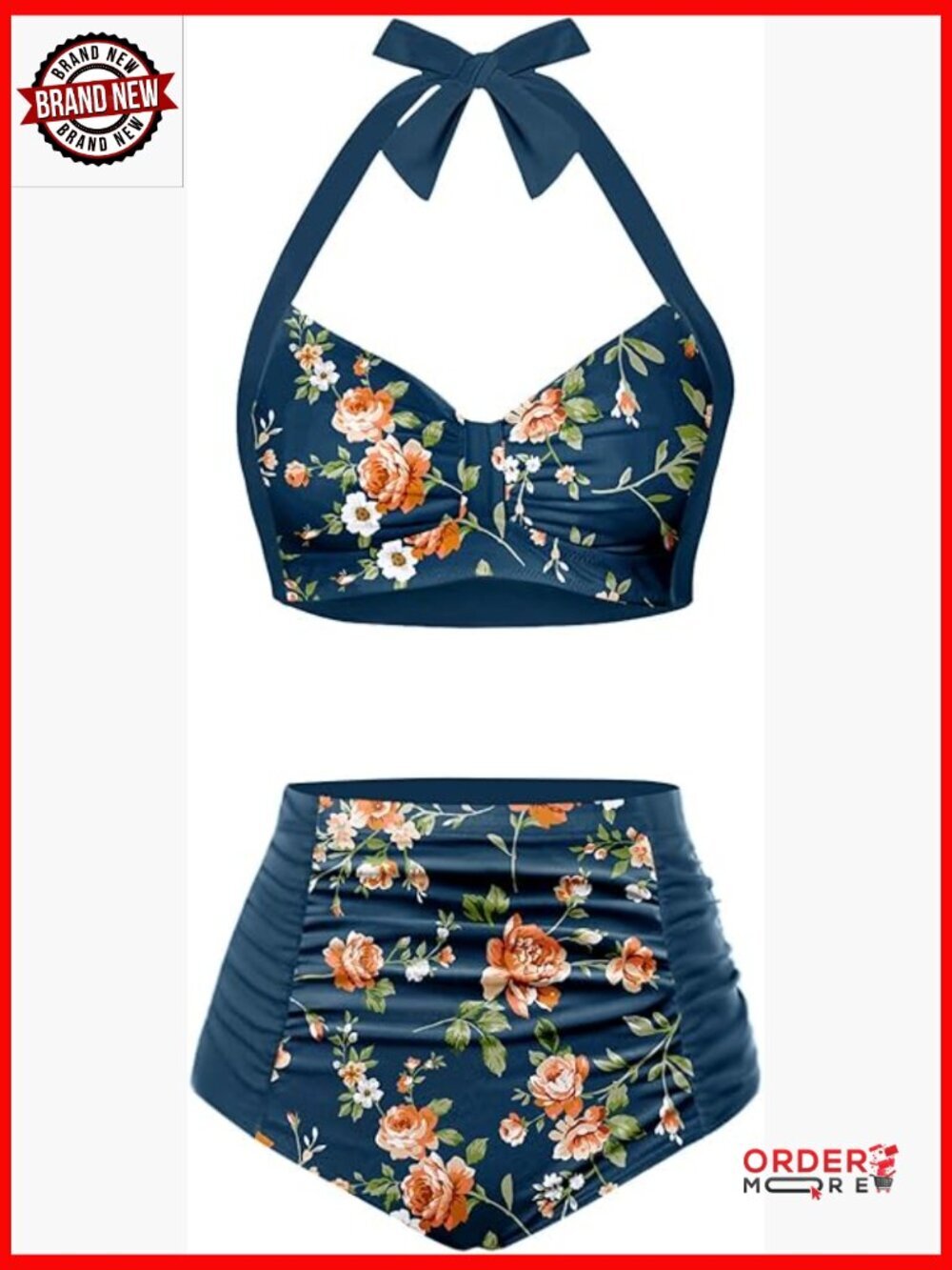 High Waisted Bikini Set Tummy Control Halter Two Piece Swimwear